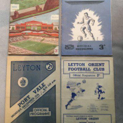 Port Vale v Leyton Orient Football Programmes: Port Vale at home 50/51 and our favourite cover in 54/55 plus at Orient 48/49 + 49/50. Very good. (4)