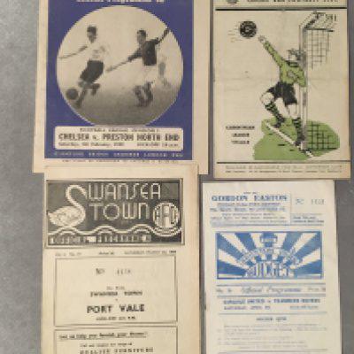 1940s Football Programmes: 48/49 Swansea v Port Vale, Eastbourne v Hounslow, Chelsea v Preston + Carlisle v Tranmere. Very good. (4)