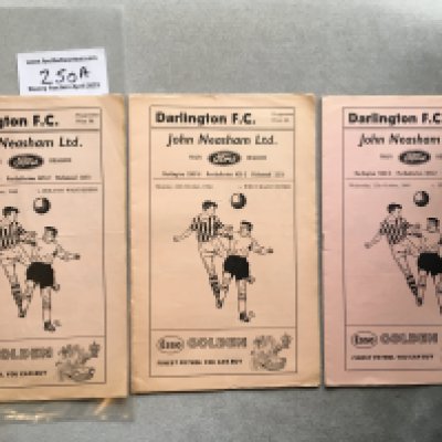 60/61 Darlington League Cup Football Programmes: Home matches in the league cups first season v West Ham Crystal Palace and Bolton. Excellent with Bolton having a fold. No team changes. (3)