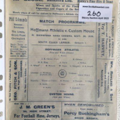 64/65 Fulham Bound Volume Of Football Programmes: 1st team programmes without covers in black boards. Some pages to rear have damage.