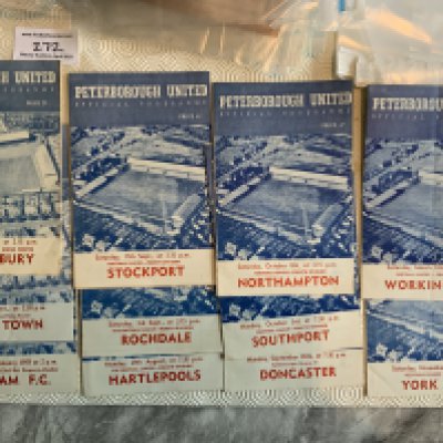 Peterborough United Home Football Programmes: Excellent condition late 50s early 60s including 4th division and fa cup. (11)