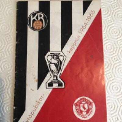 64/65 Reykjavik v Liverpool Football Programme: Liverpools first away game in Europe. Fold and slight mark.