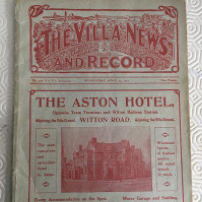 1911 - 1912 Aston Villa Reserves v Coldstream Guards Football Programme: Excellent condition 2nd Battalion match dated 24 4 1912. Ex bound with covers with tearing at spine.