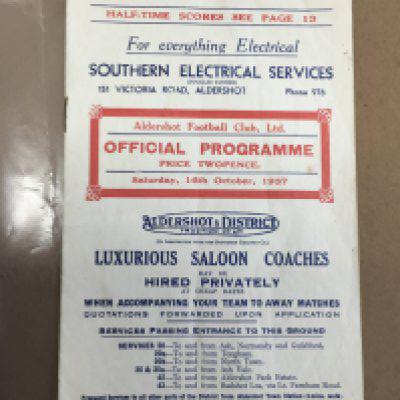 37/38 Aldershot v Clapton Orient Football Programme: Excellent condition division three programme with no team changes.