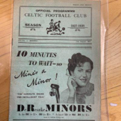 37/38 Celtic v Morton Football Programme: Very good condition programme with no team changes. Light fold.