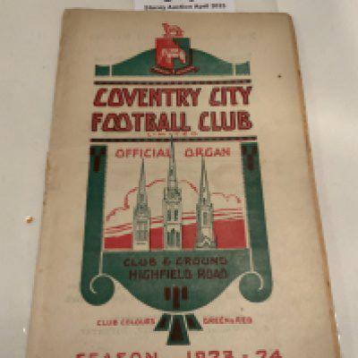 1923 - 1924 Coventry City v Crystal Palace Football Programme: Good condition league programme with no team changes. Very hard to obtain.
