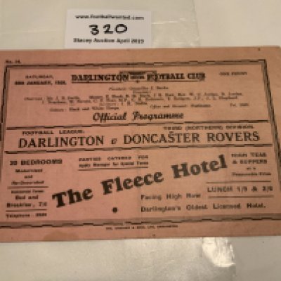 38/39 Darlington v Doncaster Rovers Football Programme: Very good condition league programme with no team changes.