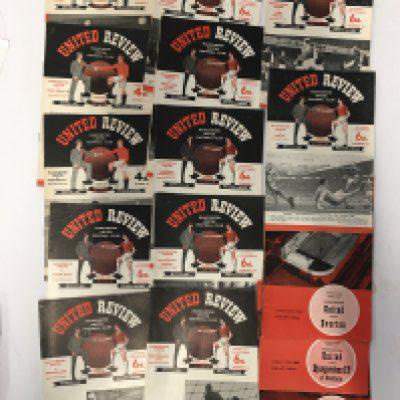 Manchester United Home Programmes + Malta Magazines: 12 programmes from 64/65 plus 56/57 Preston West Brom 57/58 Preston good with no tokens missing. C/W8 Malta Supporters Club magazines. (24)