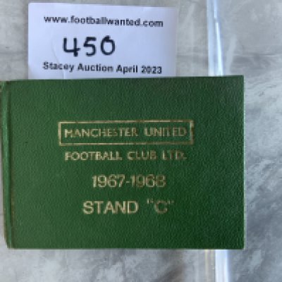 67/68 Manchester United Football Season Ticket: From the European Cup winning season. An excellent condition green booklet with some stubs still attached. Includes fixtures of first team and Central League.