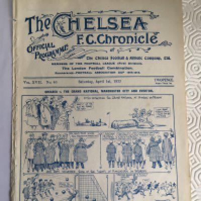 1921 - 1922 Chelsea v Everton Football Programme: Four pager ex bound in good condition with no team changes.