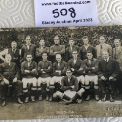 Northampton Town 1923 - 1924 Football Postcard: Good condition team group with unwritten postcard rear. Tiny crease in corner. Embossed and produced by Greenway.