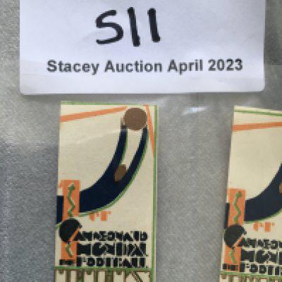 1930 Football World Cup Original Art Deco Labels: Five 25 x 55mm labels with probable trimming to edge. Not certain what labels would have been used for but possibly match boxes. Very good 93 year old items from the very 1st World Cup. (5)