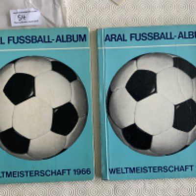 1966 German Aral Fussball World Cup Albums: Weltmeisterschaft 1966 hardback large card albums one complete and we believe the other has 4 missing. Fair. (2)