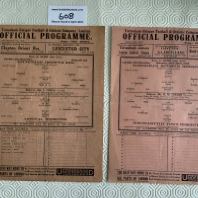 36/37 Tottenham Home Reserve Football Programmes: Fair/good condition single sheet London Combination matches. Arsenal creased and Northampton having one team change. (2)