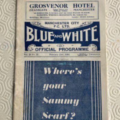 34/35 Manchester City v Arsenal Football Programme: Fair/good condition with fold but no team changes. League match from season Arsenal were champions.