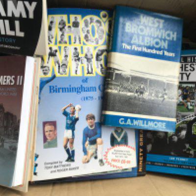 Football Book Collection: 29 hard and soft back books including some histories. Instructions to sell. (Box)