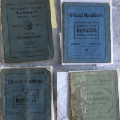 QPR Pre War Football Handbooks: 28/29 and 36/37 have split spines, 24/25 and 31/32 have heavy wear and back page missing. (4)