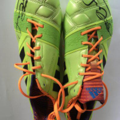 Steve Gerrard Liverpool + England Signed Football Boots: Lime green Adidas Nitrocharge 1.0 pair of boots signed on both by Gerrard. Given to vendor directly from Gerrard who wore this style but not this pair as they are unused and not personalised.
