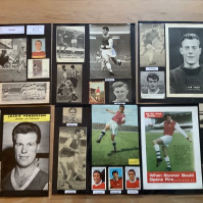 Arsenal 1940s 1950s 1960s Football Autograph Collection: Stunning private collection all pre 1970 from various publications. All signatures are identified and laid down with photo corners on 12 x 12 inch card and easily removable. 64 pages to include 1 fully signed team group, 13 signed trade cards, 3 signed autograph pages, signed club letterhead 1968/69 with eleven autographs, 11 signed original press photos and 218 various sized pictures to include 38 A4. 112 different player signatures including Tommy Lawton, Bertie Mee, Dennis Compton, Joe Mercer, Joe Baker, Ray Kennedy, Cliff Holton, George Armstrong, Laurie Scott, Alex James, John Radford, Danny Clapton, Don Howe etc. (370+)