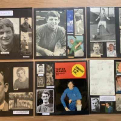 Birmingham City 1940s 1950s 1960s Football Autograph Collection: Stunning private collection all pre 1970 from various publications. All signatures are identified and laid down with photo corners on 12 x 12 inch card and easily removable. 42 pages to include 3 fully signed team groups, 2 signed autograph pages and 170 various sized pictures to include 26 A4. 108 different player signatures including Ken Green, Jeff Hall, Johnny Berry, Bob Latchford, Trevor Francis, Dennis Thwaites, Jack Badham, Bertie Auld, Jim Dailey, Jimmy Greenhoff, Cyril Trigg, Arthur Atkins, John Watts etc. (300+)