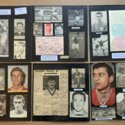 Bournemouth & Boscombe Athletic 1940s 1950s 1960s Football Autograph Collection: Stunning private collection all pre 1970 from various publications. All signatures are identified and laid down with photo corners on 12 x 12 inch card and easily removable. 20 pages to include 1 fully signed team group, 4 signed autograph pages and 111 various sized pictures to include 4 A4. 122 different player signatures including Ted McDougall, Jack Cross, Dai Woodward, Dickie Dowsett, Ollie Norris, Tommy Casey, Albert Keetley, Keith East, Nelson Stiffle, Jackie Fisher, Jimmy Singer, Ernie Tagg, Derek Reeves, Bill Lunn etc. (240+)