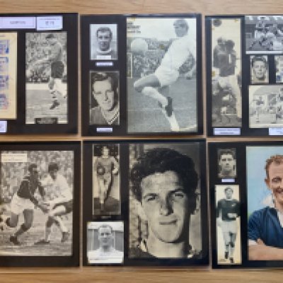 Cardiff City 1940s 1950s 1960s Football Autograph Collection: Stunning private collection all pre 1970 from various publications. All signatures are identified and laid down with photo corners on 12 x 12 inch card and easily removable. 38 pages to include 2 fully signed team groups, 2 signed autograph pages, 4 signed original press photos and 167 various sized pictures to include 23 A4. 108 different player signatures including John Charles, Trevor Ford, John Toshack, Gerry Hitchens, Stan Montgomery, Brian Harris, Graham Moore, Danny Malloy, Ken Chisholm, Steve Gammon, Don Murray, Alan Durban, Peter King etc. (250+)