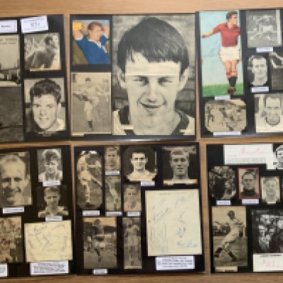 Doncaster Rovers 1940s 1950s 1960s Football Autograph Collection: Stunning private collection all pre 1970 from various publications. All signatures are identified and laid down with photo corners on 12 x 12 inch card and easily removable. 20 pages to include 2 fully signed team groups, 3 signed autograph pages, 2 signed original press photos and 108 various sized pictures to include 8 A4. 114 different player signatures including Harry Gregg, Alan Warboys, Alick Jeffrey, Tommy Cavanagh, Stuart Robertson, Colin Booth, Keith Webber, Bert Tindill, Charlie Williams, Bill Patterson, Len Graham, John Nicholson, etc. (180+)