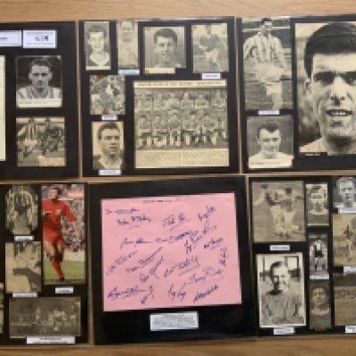 Hartlepool 1940s 1950s 1960s Football Autograph Collection: Stunning private collection all pre 1970 from various publications. All signatures are identified and laid down with photo corners on 12 x 12 inch card and easily removable. 12 pages to include 1 fully signed team group, 4 signed autograph pages, 4 signed original press photos and 64 various sized pictures to include 1 A4. 86 different player signatures including John McGovern, Brian Clough, Jimmy Strong, Ken Simpkins, Jack Cameron, Les Green, Ernie Phythian, Jack Smith, Ken Waugh, Frank Stamper, Stan Storton, Joe Rayment, Norman Oakley, John Gill etc. (140+)