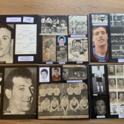 Luton Town 1940s 1950s 1960s Football Autograph Collection: Stunning private collection all pre 1970 from various publications. All signatures are identified and laid down with photo corners on 12 x 12 inch card and easily removable. 30 pages to include 2 fully signed team groups, 3 signed autograph pages, a signed programme with 12 autographs 1962/63 and 157 various sized pictures to include 14 A4. 111 different player signatures including Malcolm McDonald, David Pleat, Terry Branston, Gordon Turner, Syd Owen, Ron Davies, Joe McBride, Jim Standen, Alan Brown, Jimmy Ryan, John O'Rourke, Ron Baynham, Bud Aherne, Jesse Pye etc. (250+)