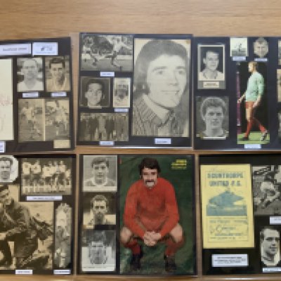 Scunthorpe United 1940s 1950s 1960s Football Autograph Collection: Stunning private collection all pre 1970 from various publications. All signatures are identified and laid down with photo corners on 12 x 12 inch card and easily removable. 17 pages to include 2 fully signed team groups, 3 signed autograph pages, 2 signed programmes including 1961/62 with 13 autographs and 93 various sized pictures to include 4 A4. 93 different player signatures including Keith Burkinshaw, Kevin Keegan, Ray Clemence, Dick White, Geoff Barnard, John Kaye, Jack Haigh, Jack Marriot, Barrie Thomas, Ian Lawther, Nigel Cassidy, Len Sharpe, Brian Godfrey, Ken Jones etc. (220+)