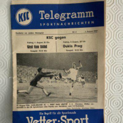 1969 Karlsruher v West Ham Football Programme: Not to be confused with the much easier to obtain 1966 programme which actually features on the cover of this friendly. Very good condition with no team changes.