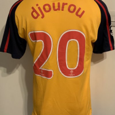 Arsenal 2008 - 2009 Match Worn Football Shirt: Yellow short sleeve with Champions League badging to arms. Number 20 Djourou to rear.