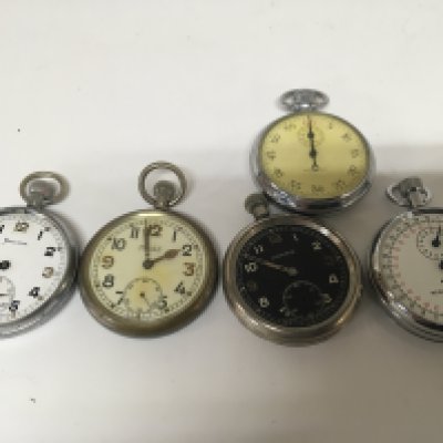 A collection of Military button wind watches and stopwatches sold spare and repair