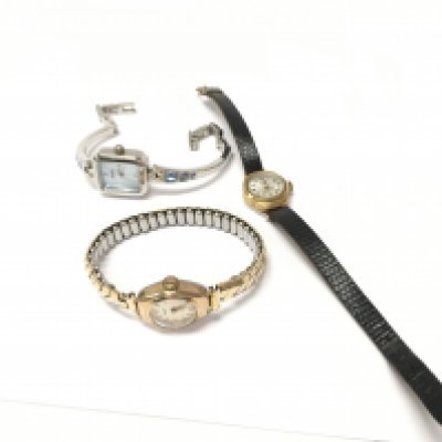 Vintage Ladies watches including a stone set Reflex, Rolled gold Everite, gold plated Ema watch.