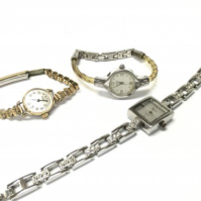 Manual wind watches including Sekonda, USSR made Sekonda, Henley clear stone set bracelet watch