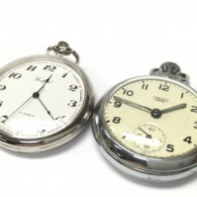 Two vintage Manual wind pocket watches including a Smiths Empire with a subsidiary dial and a Woodford 17 jewel, seen working. This lot cannot be posted