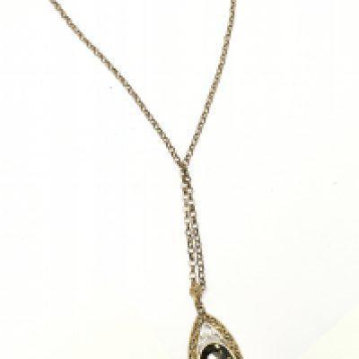 A 9 carat gold chain with a quartz stone pendant. Total weight 12.7g Postage category A