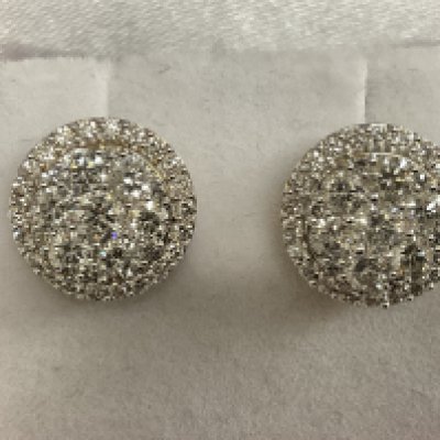 Pair of 18ct yellow gold RBC diamond cluster studs. Boxed. Diamonds 2.00ct. Postage category A.