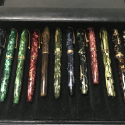 A Collection of fountain pens with 14ct gold tips including Watermans, Burnham, Conway Stewart etc. can be posted without case