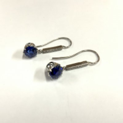 A White gold Spinel and diamond drop earrings (A)