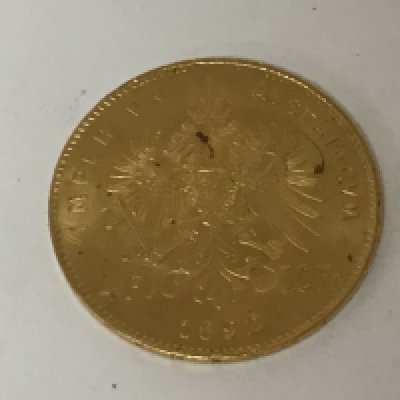 A gold 1892 coin Austrian 4fl 10Fr weight 3g