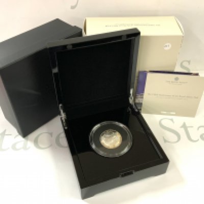 Royal Mint 150th Anniversary of the Royal Albert hall 2021 UK &pound;5 silver proof domed coin, with box and paperwork. (A)