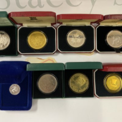 a collection of Isle of Mann silver proof cased coins. (B)