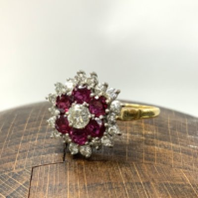WITHDRAWN - An 18ct ruby and diamond cluster ring, Size R, 4.74g. (A)
