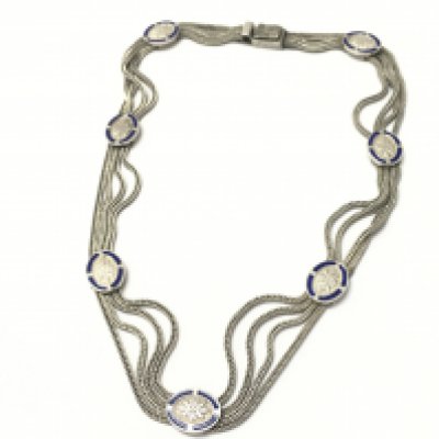 A Turkish silver and enamel necklace. Postage category A