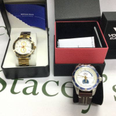 A gents Vostok Europe automatic watch in excellent condition seen running and one other watch not seen running. Postage B