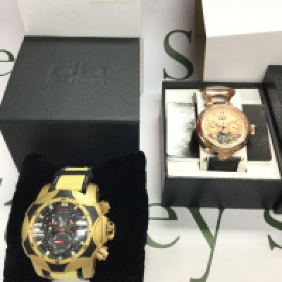 Two gents watches including Delorean and Heritor. Both automatic and seen running with boxes and paperwork. Postage B