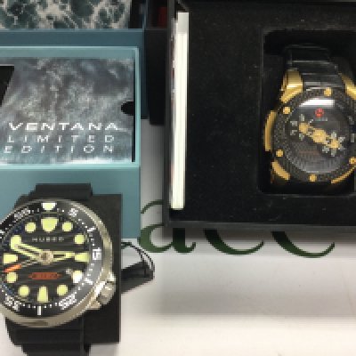 Two Nubeo watches with boxes and paperwork including a Ltd edition Ventana version. Postage B