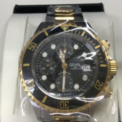 A Gevril Wall Street chrono Swiss automatic watch. In new condition seen running. With box and paperwork. Postage B