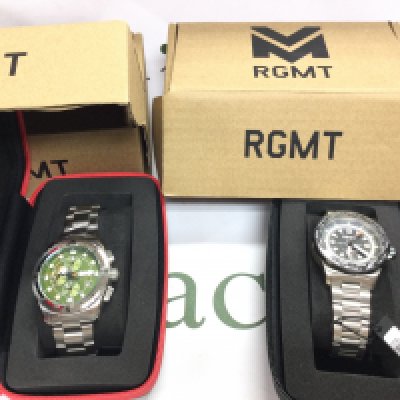 Two RGMT wrist watches in unworn condition. Not seen running. Postage B